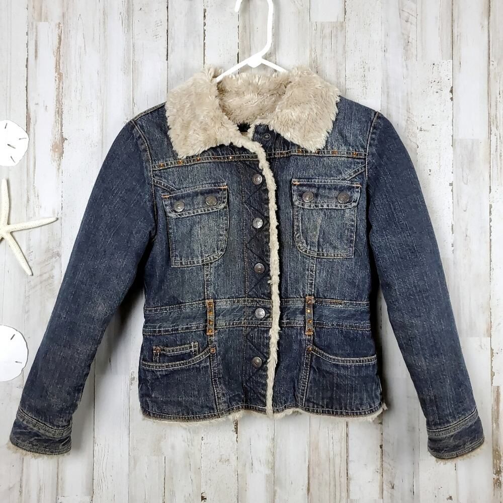 Arizona Jeans Fur Lined Denim Jacket Medium 10-12